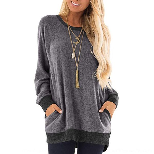 

y6mk8 new sleeve neck pocket contrast pullover long round sweatshirt pullover sweater pullovert-shirt pullovercasual t-shirt for aw2020 yo7s, White