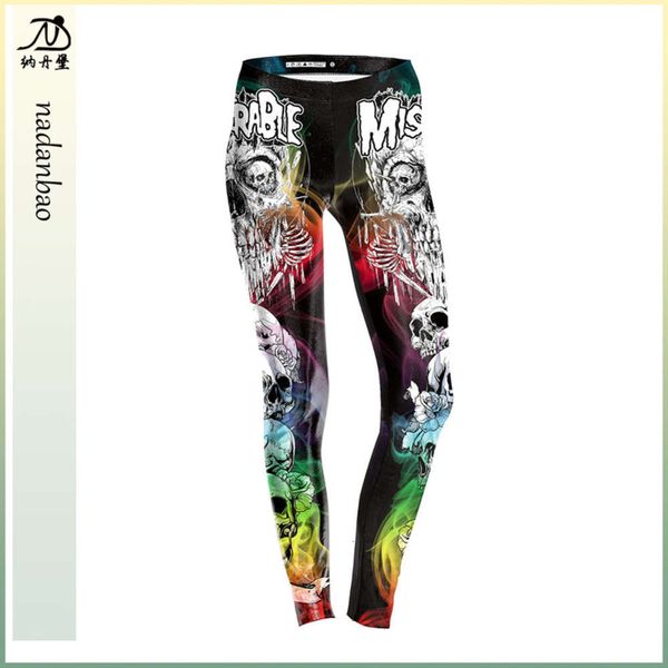 

2020 new color skull digital printing leggings kdk1813, Black;white