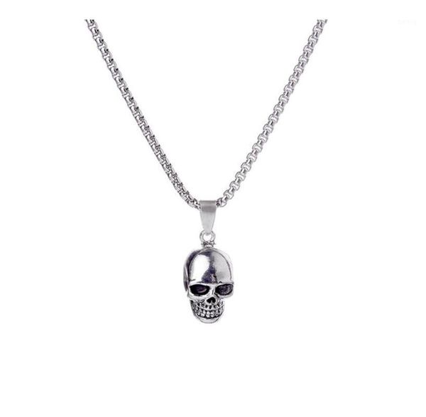 

gothic retro stainless steel skeleton pendant necklaces creative skull pendant necklaces for women men jewelry1, Silver