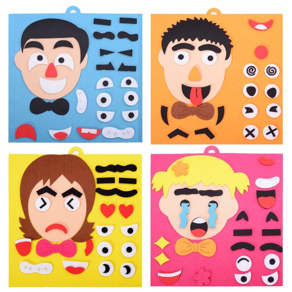 

1set 3d parents and kids five sense organs diy assembling puzzles jigsaw children recognition training educational toys