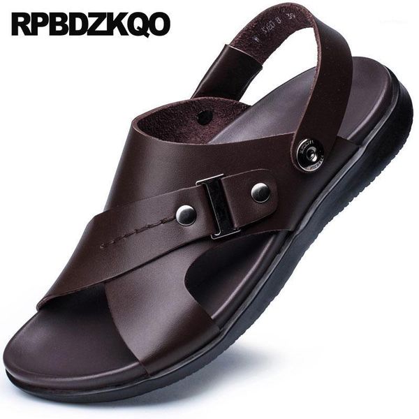 

open toe water waterproof size 45 beach brown italian 46 men sandals leather summer shoes fashion runway strap 20181, Black