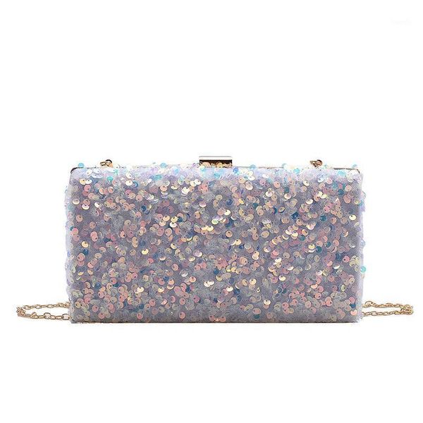 

evening bags diamonds bag metal cross body box clutch with chain sequin party wedding bright handbag bridal purse1