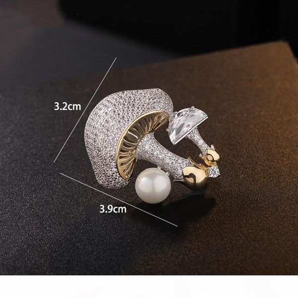 

europe and america fashion pins brooches yellow white gold plated shiny cz mushroom brooch pin for men women nice gift, Gray