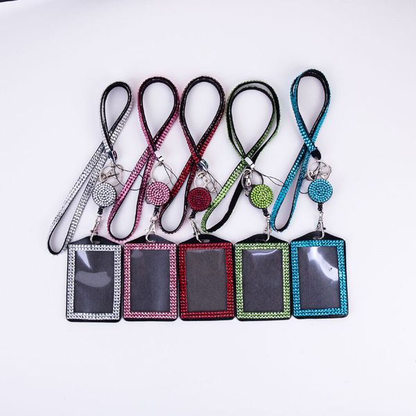 

bling rhinestone neck lanyard retractable id badge and p key holder retractable id badge and p key holder