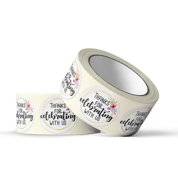

gift wrap round flowers 'thanks for celebrating with us' stickers seal labels cute scrapbooking stationery sticker