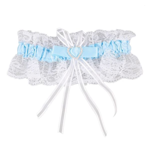 

women lace bowknot garter wedding party bridal lingerie suspender mesh belt female rhinestone garters leg ring, Black;white