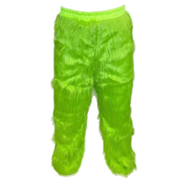 

grinch christmas costume luxury pants fluffy green costume santa claus role play green pants green bottom fur pants warm fuzzy pajamas