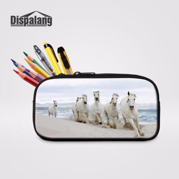 

dispalang женщина макияж сумка путешествие косметический случай белая лошадь для печати карандаш pen box детской школы карандаш сумки молния