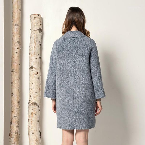 

women's wool & blends 100% coat women double-sided jacket autumn korean luxury elegant woman coats and jackets handmade 2021 f2021 kj31, Black