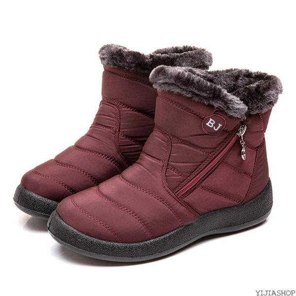 

new waterproof snow boots women winter fur warm ankle boots women winter zipper non-slip shoes, Black