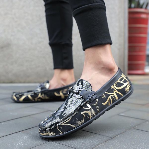 

fashion leather shoes men loafers 2020 spring autumn man shoes casual light driving breathable slip on flat footwear, Black