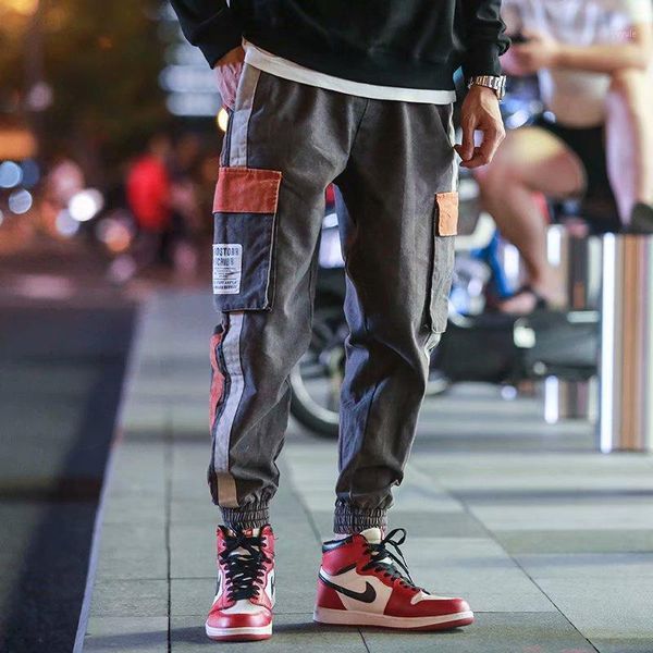 

new fashion jogger men's jogger pants hip hop straight pants men men straight leg classic blend fashion hip hop cargo1, Black
