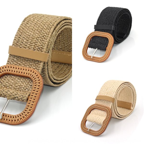 

pp straw woven casual ultra wide belt women's woven carved woodenelastic decorative shirt waist seal dress shirt dress mwb0i, Black;brown