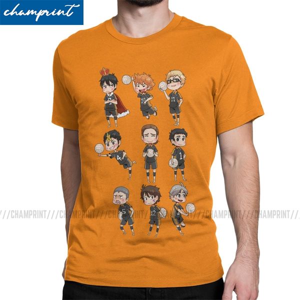 

funny haikyuu karasuno chibs round neck volleyball manga short sleeve plus size sport hooded sweatshirt hoodie men t shirt