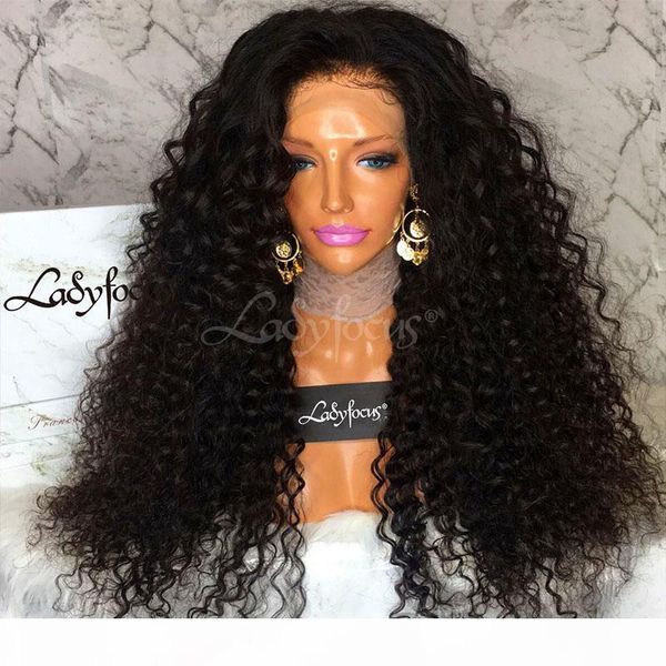 

malaysian curly full lace human hair wigs with baby hair 100% brazilian virgin hair kinky curly lace front wigs for black women, Black;brown