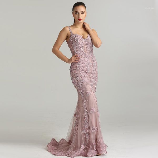 

party dresses serene hill pink elegant evening dress 2021 lace pearls diamond mermaid formal gown real po cla63551, White;black