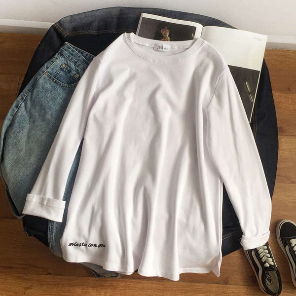 

pure white long sleeve t-shirt for women's inside top, Black;gray