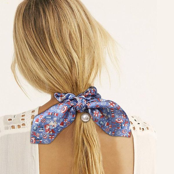 

hair accessories pearl bowknot elastic bands for women girls ear scrunchies headband ties ponytail holder