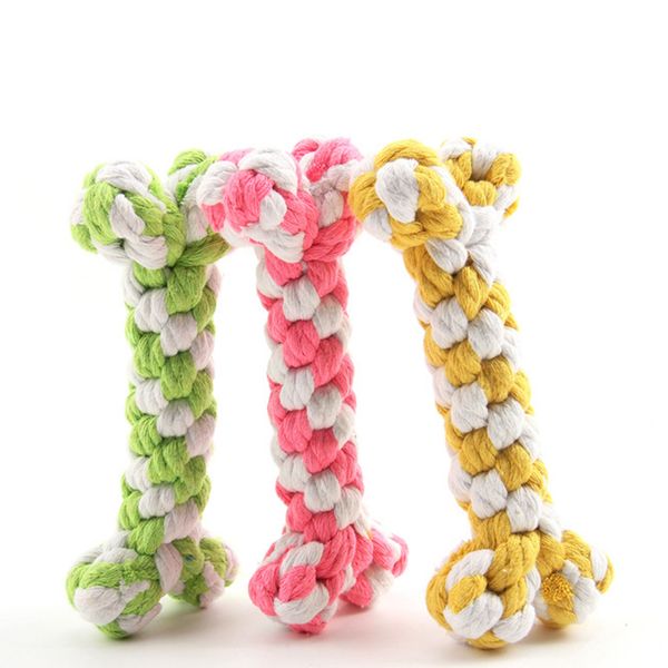 

dog chew bone rope bite resistant pet cleaning teeth molar toy colorful cotton rope braided puppy biting toy