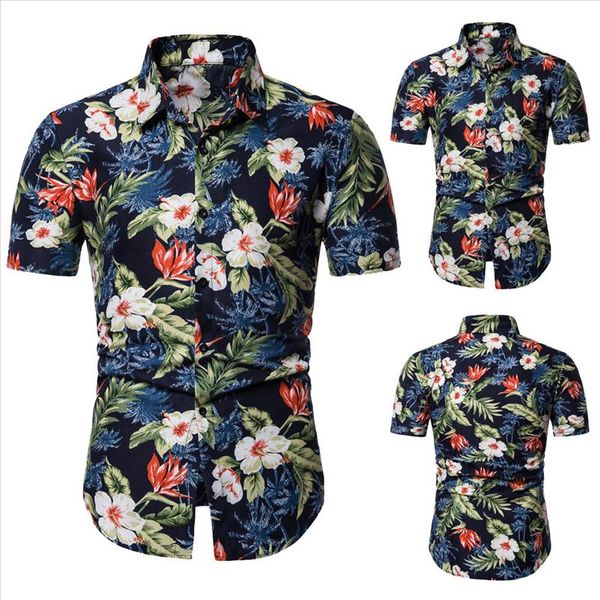 

floral shirt mens fashion short sleeve painting blouse men large size casual shirts male hawaiian shirt camisas de hombre, White;black
