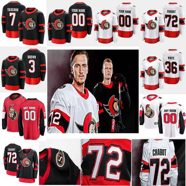

2020-21 ottawa senators jerseys 72 thomas chabot jersey 7 brady tkachuk 9 bobby ryan 41 craig anderson 36 colin white hockey jerseys custom, Black;red