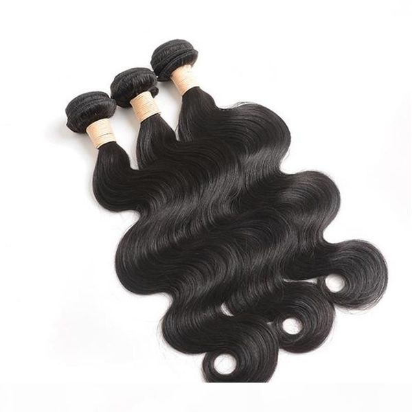 

hair bundles 9a grade tock natural color body wave european virgin raw hair 3pcs double weft human hair extension ing, Black;brown