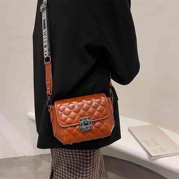 

75% off handbag factory store on rhombic plaid wide shoulder strap personalized sewing thread solid color women's single small yynm