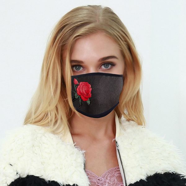 

thin section fashion creative embroidered mask for women sunscreen dustproof washable breathable cloth face mask ing