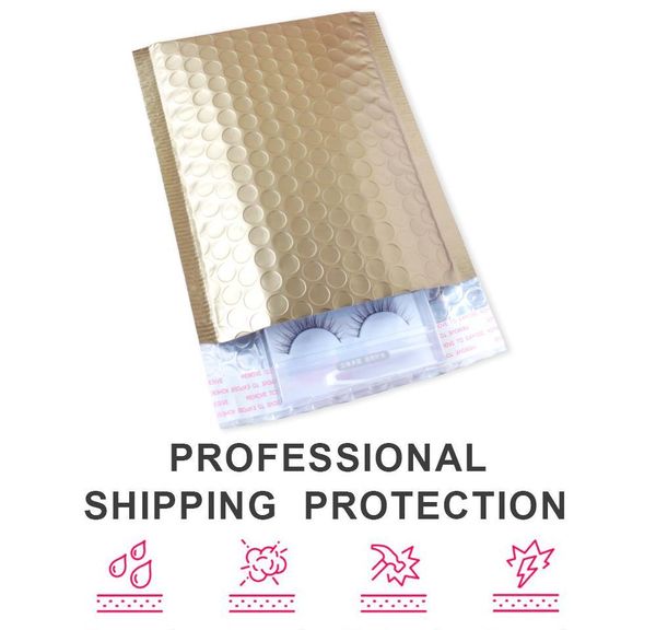 

10шт пакет matte gold почтовый конверт сумка водонепроницаемого курьера мешки ударопрочного bubble mailers проложенного bubble конверты сумк