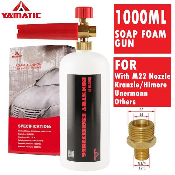 

car high pressure wash snow foam generator foam gun nozzle sprayer m22 thread connon for kranzle/himore/unermann