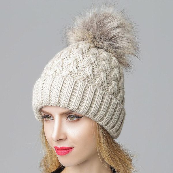 

beanie/skull caps big pompom knitted hat head woman winter solid color outdoor casual skullies & beanies thick warm hats cap fashion accesso, Blue;gray
