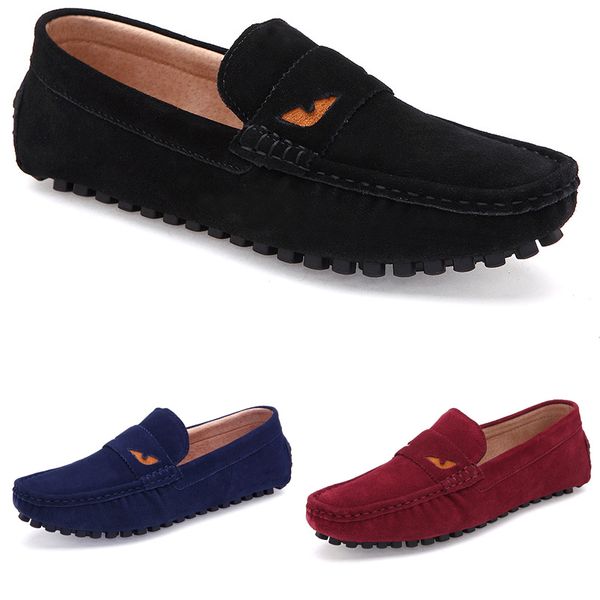 

non-brand men british peas shoes leather casual fashion breathable black blue red lazy mens overshoes 38-44