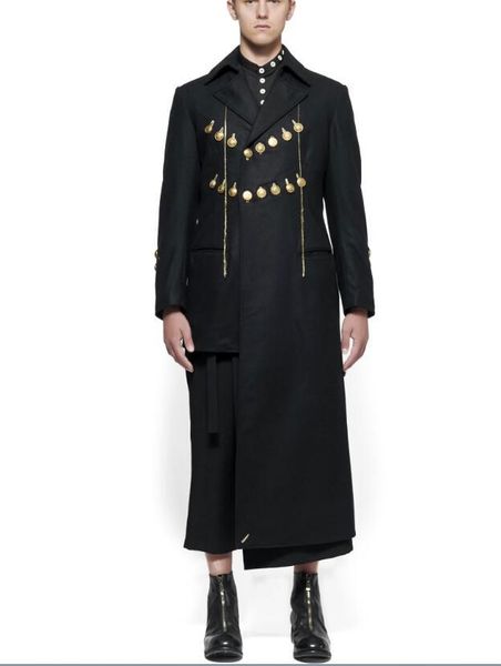 

2021 new s-7xl male copper button pure gold thread coat of wool uk2u, Black
