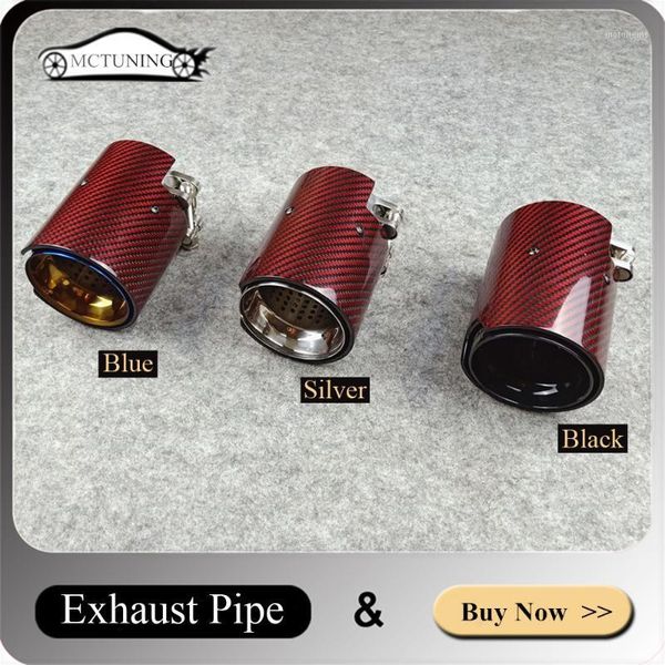 

1 piece carbon exhaust tips for m performance muffler pipe m2 f87 m3 f80 m4 f82 f83 m5 m6 glossy black/ blue stainless steel1
