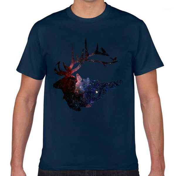 

t shirt men space caribou fashion white print male tshirt1, White;black