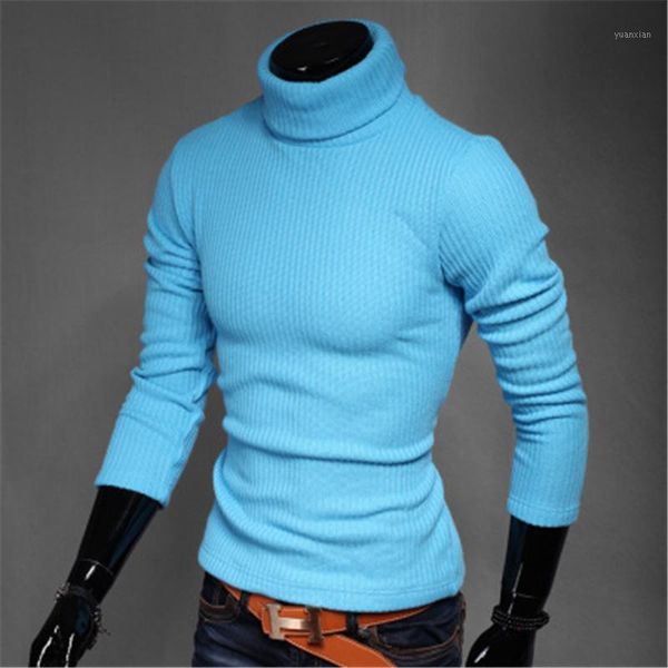 

2020 autumn winter turtleneck sweater men fashion solid slim knitting pullover men's sweaters homme casual brand clothing 7color1, White;black