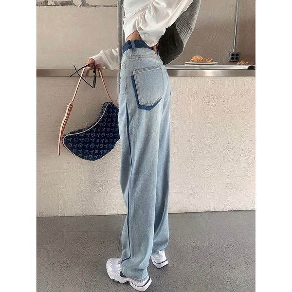 

thin tall waistline woman blue 2021 autumn street wear jeans h4ke