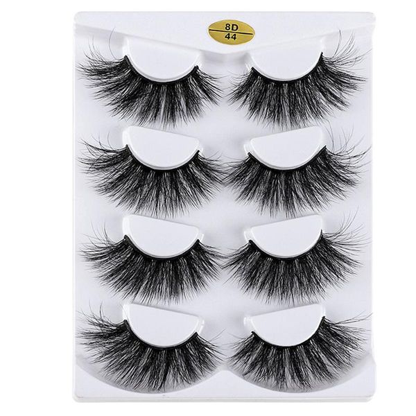 

4 pairs of 8d25mm artificial mink false eyelashes natural small bunch fluffy eyelashes manual eyelash extension tool