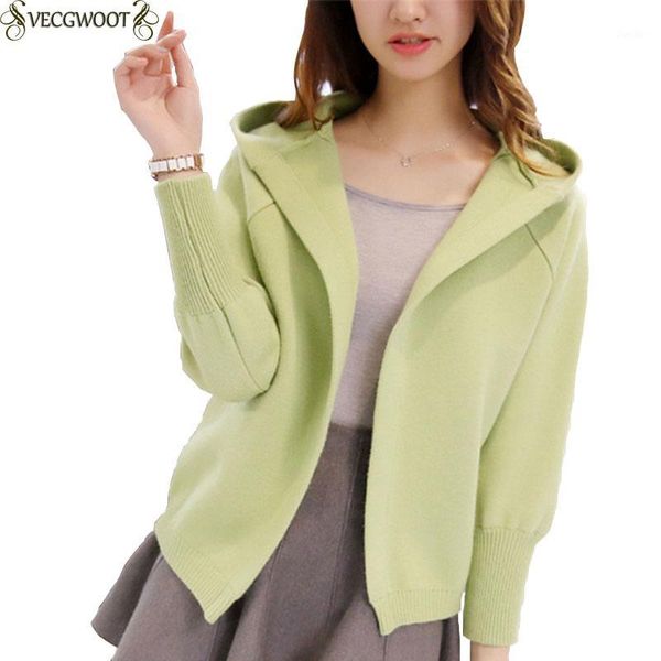 

9 colors knited cardigan short coat women 2018 new spring and autumn loose sweater women fashion solid color hooded sweater x4331, White;black