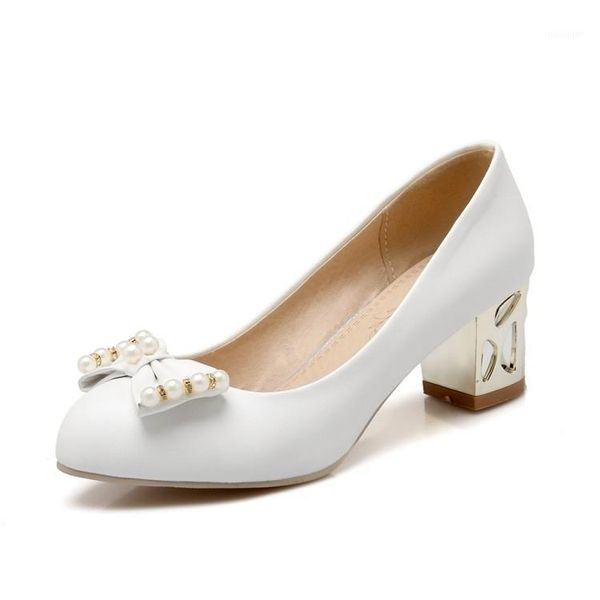 

big size round head sweet single shoes ladies high heels women shoes woman pumps1, Black