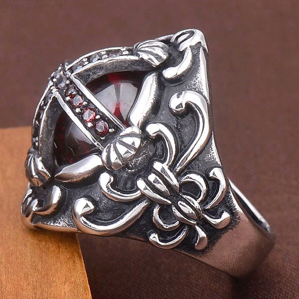 

factorygjn9men's titanium ring steel batch cross shield, Silver