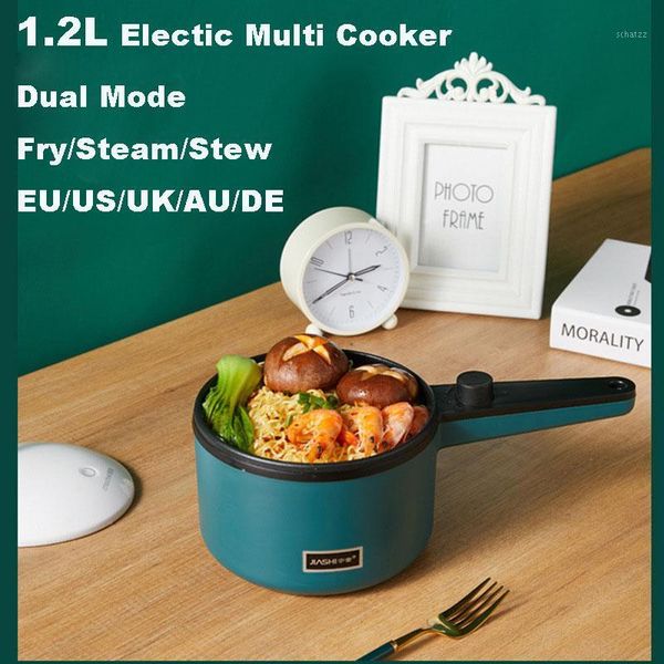 

220v 1.2l mini portable electric rice cooker non-stick multi cooker mini pot for travel office school skillet eu/au/uk/us/de1