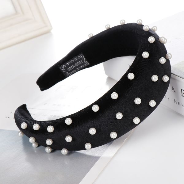 

the pearl hair band thick sponge pearl headbands wide fashion velvet lady hairbands headwear trendy hair accessories headdress