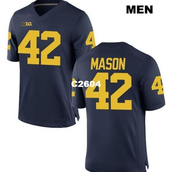 

2604 michigan wolverines ben mason #42 real full embroidery college jersey size s-4xl or custom any name or number jersey, Black