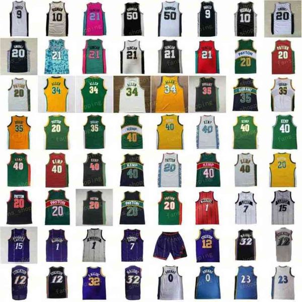 

mitchell and ness retro basketball jerseys duncan robinson rodman payton allen durant kemp mcgrady carter stockton malone arroyo arenas park, Black;red