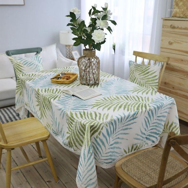

fresh green leaves tablecloths american country style table cloth rectangular polyester fiber lace soft table cover1