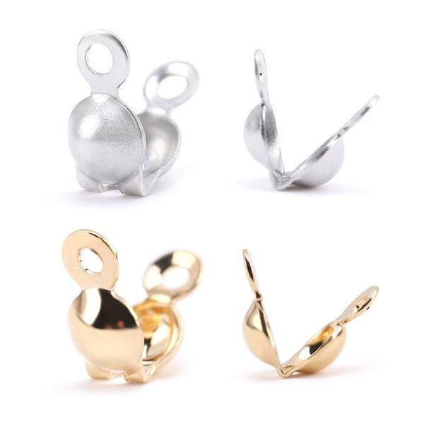 

100pcs/box stainless steel clamshell bead tips knot covers gold plated thread clip buckles for jewelry findings brac jlldjt