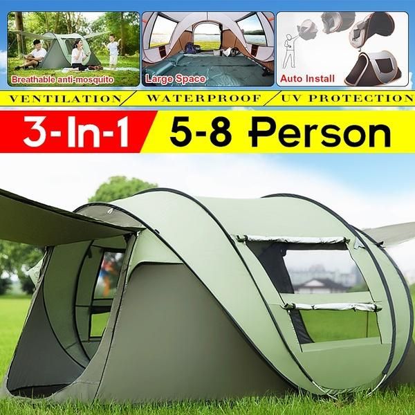 

3 in 1camping tent 2 layer waterproof resistance large family camping hiking tent sun shelters automatic setup 3-4/ 5-8 person