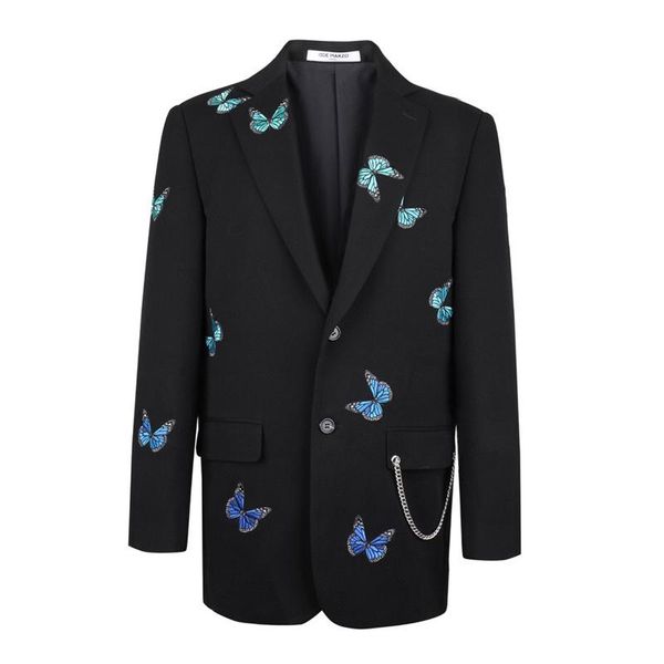 

women's suits & blazers vsue women black blazer high street butterfly chain notch collar pocket c0314, White;black