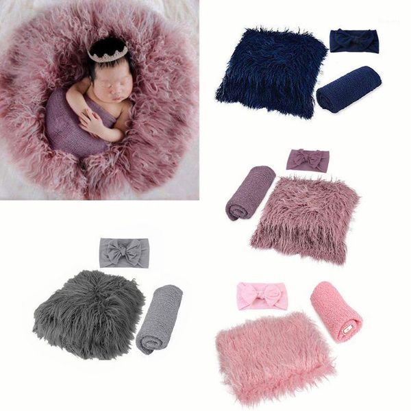 

drop ship. 3pcs newborn pgraphy props toddler p blankets headband long ripple wrap1
